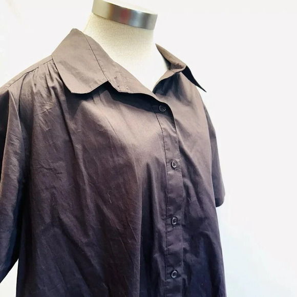 CHELSEA STUDIO Women Short Sleeve Button Down Collared Brown Casual Top Size 1X - Picture 4 of 11